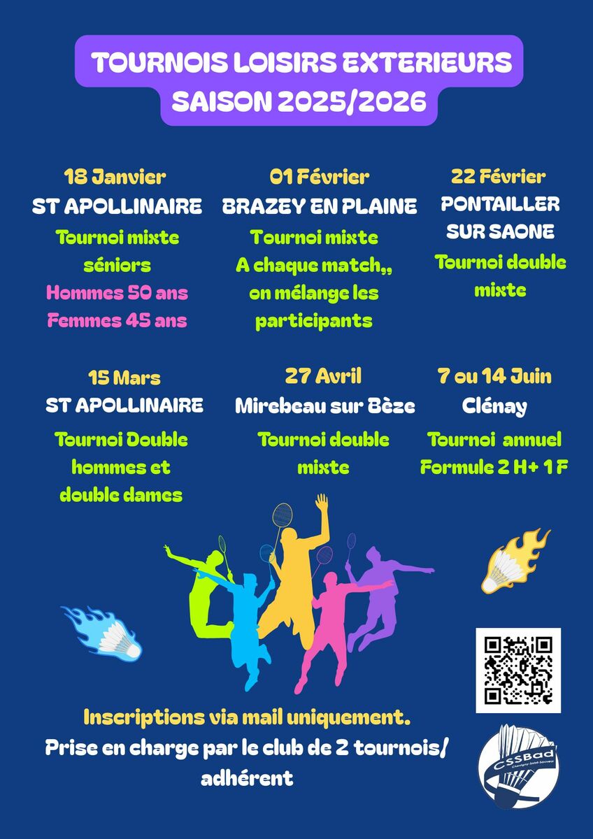 Tournois extérieurs saison 2025/2026