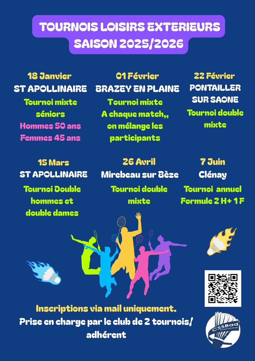Tournois extérieurs saison 2025/2026