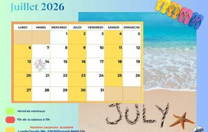 Horaires juillet 2026