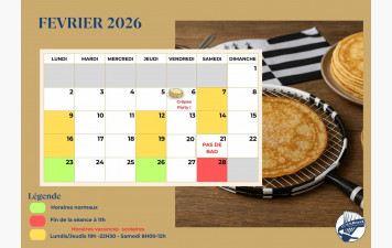 🕙 Informations – Horaires des sessions de Février