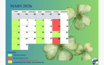 🕙 Informations – Horaires des sessions de Mars