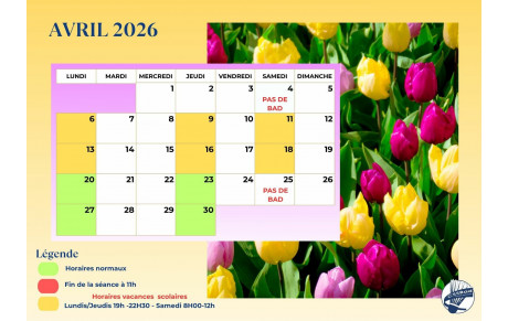 Horaires sessions avril